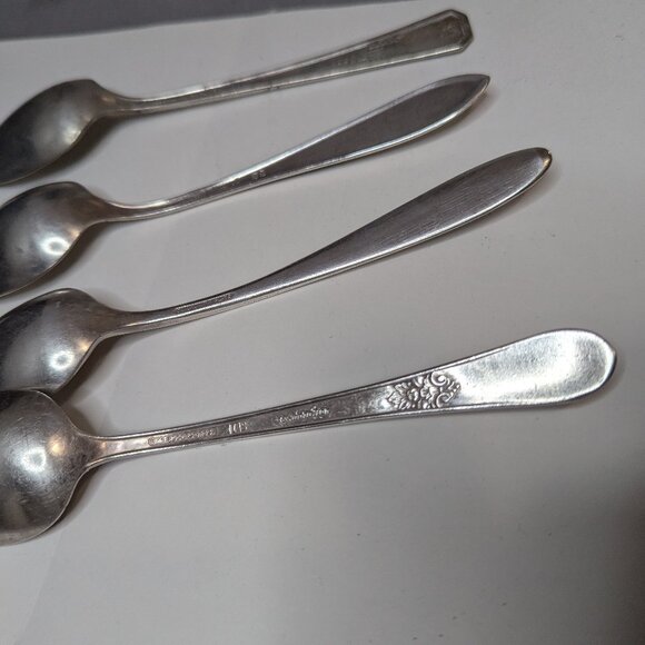 Antique Dinner Spoons Mix Set Debonair Silver Plate 1947  Antique Dinner Spoons Mix Set Debonair Silver Plate 1947 Roger Adoration Communi